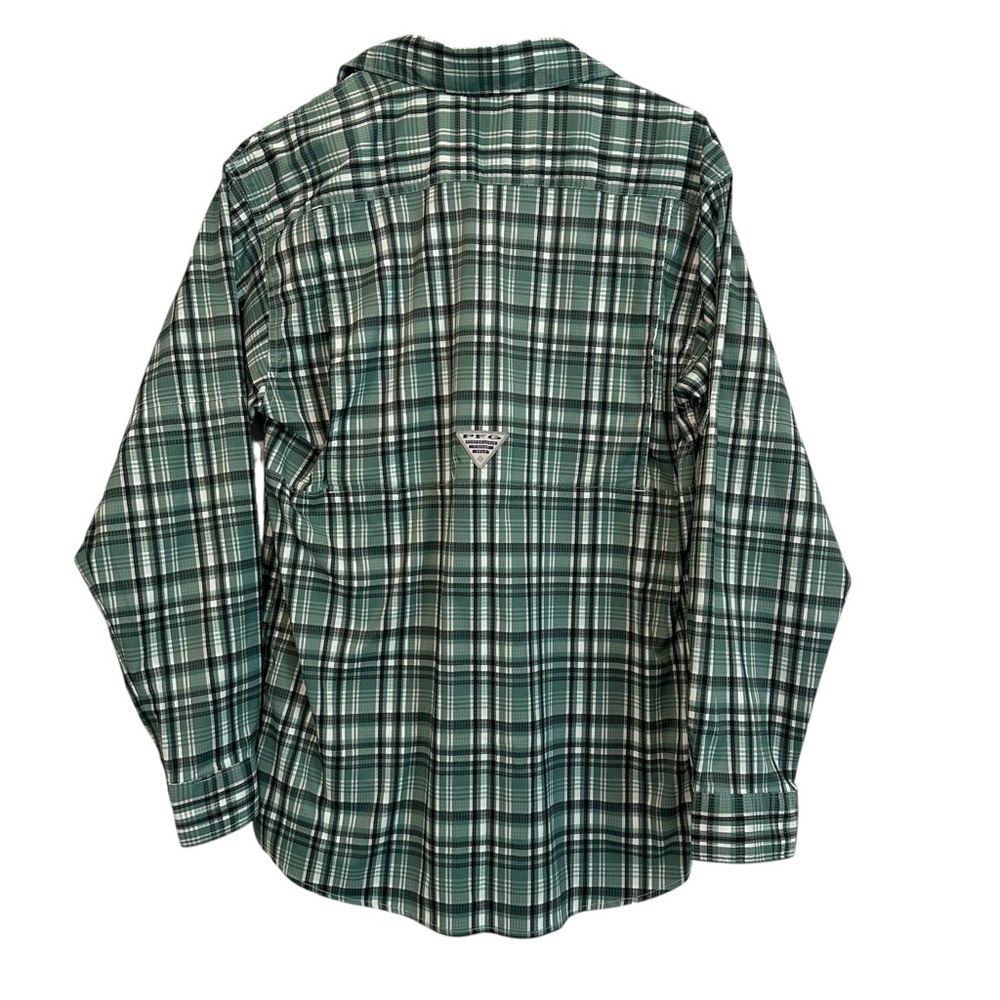 Columbia Men's Small Green Plaid Outdoor Fishing Sportsman Long Sleeve Shirt - Picture 4 of 4
